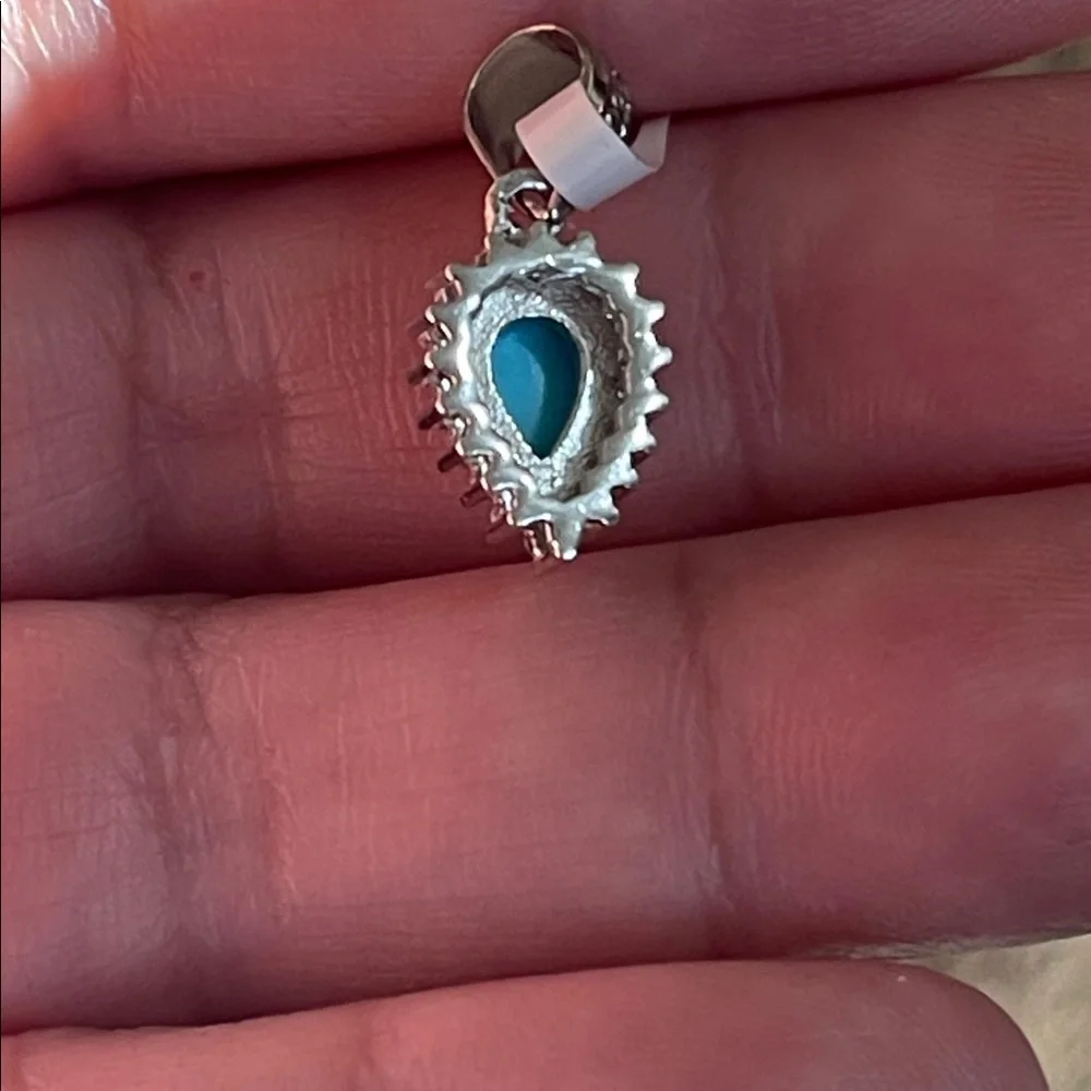 NWT Elegant Natural Turquoise Sleeping Beauty 7X5mm Pear 925 Silver Pendant - Picture 3 of 7